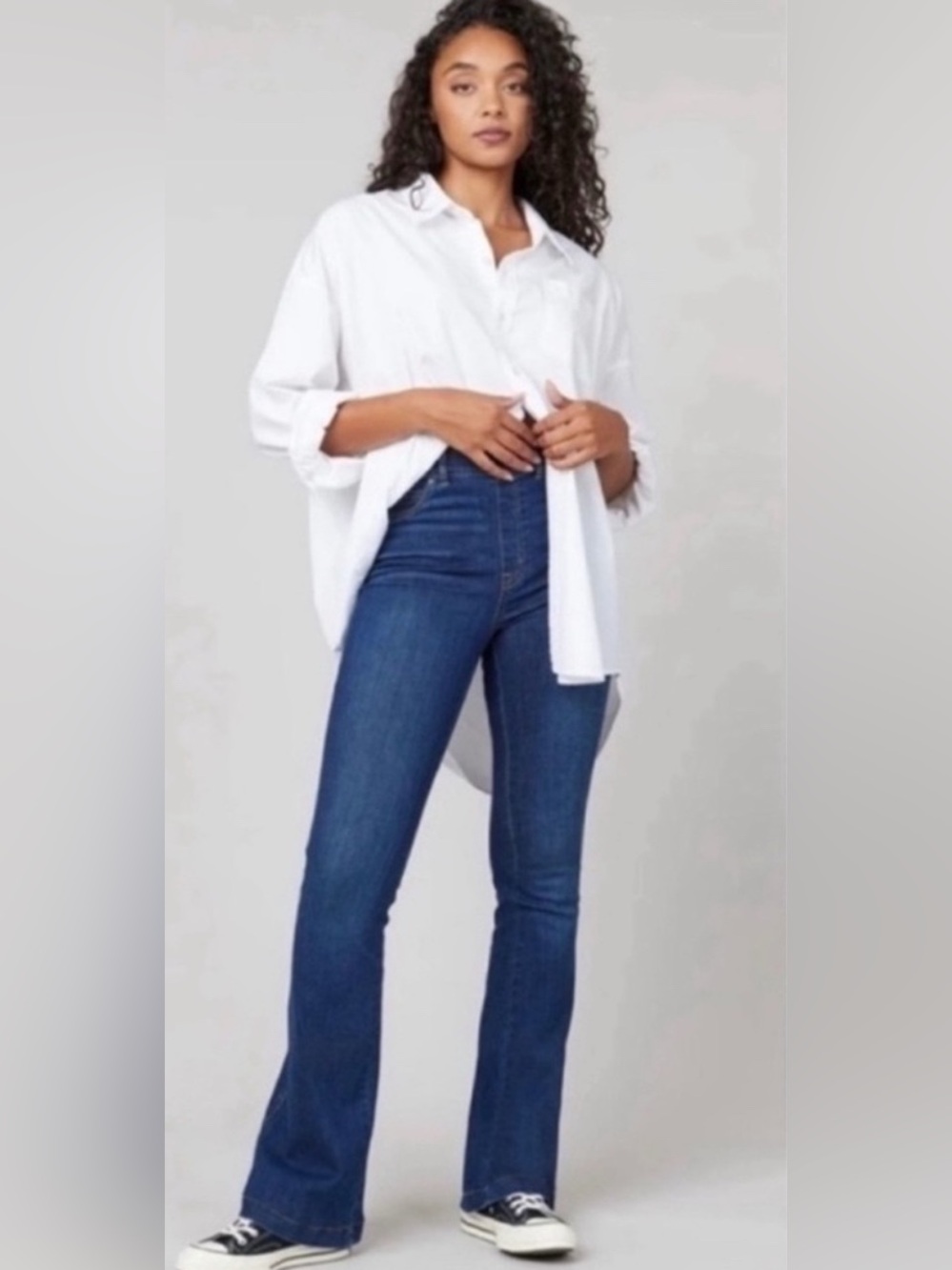 NWT S/P SPANX Flare Pullon Denim Jeans Midnight Shade Dark Blue